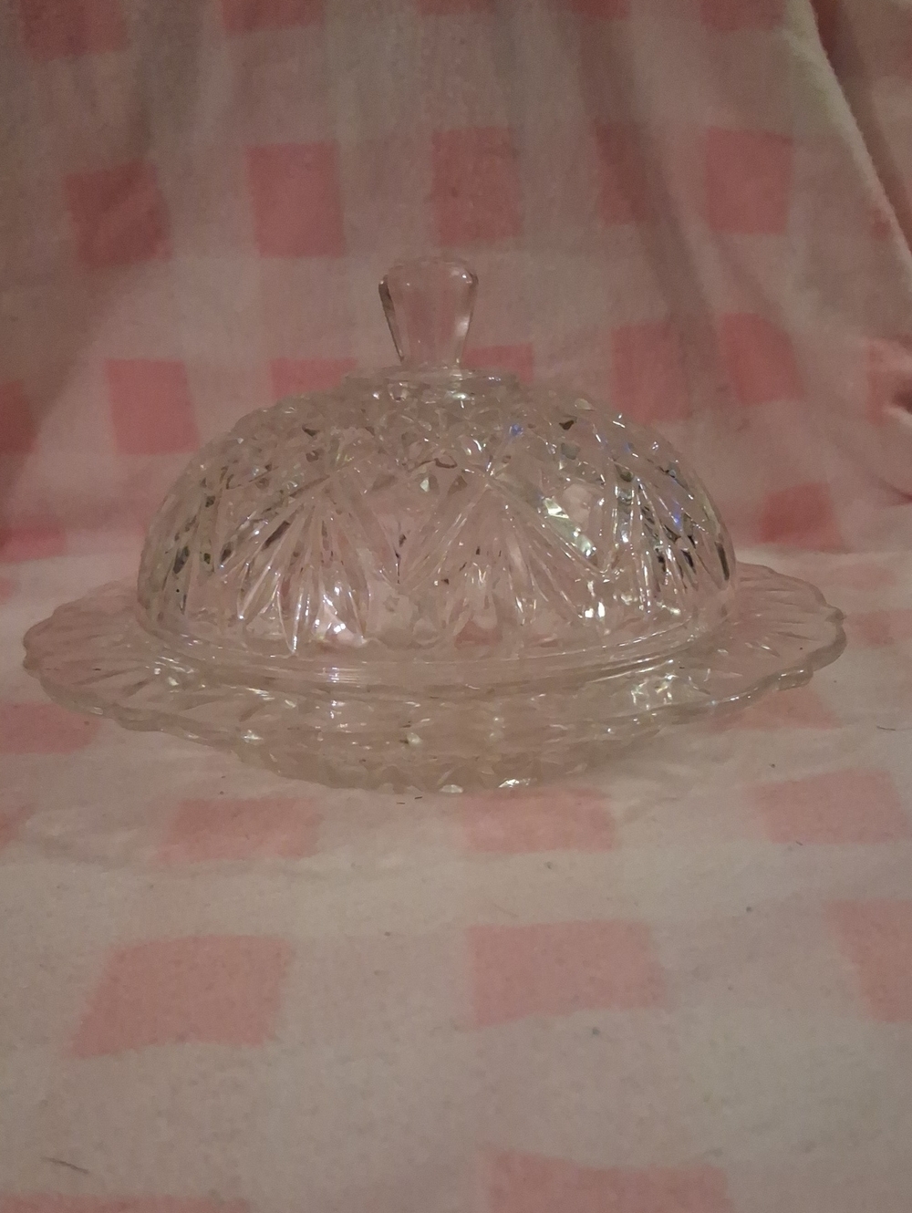 Anchor Hocking Prescut Pinapple Pattern Butter/cheese Dish.